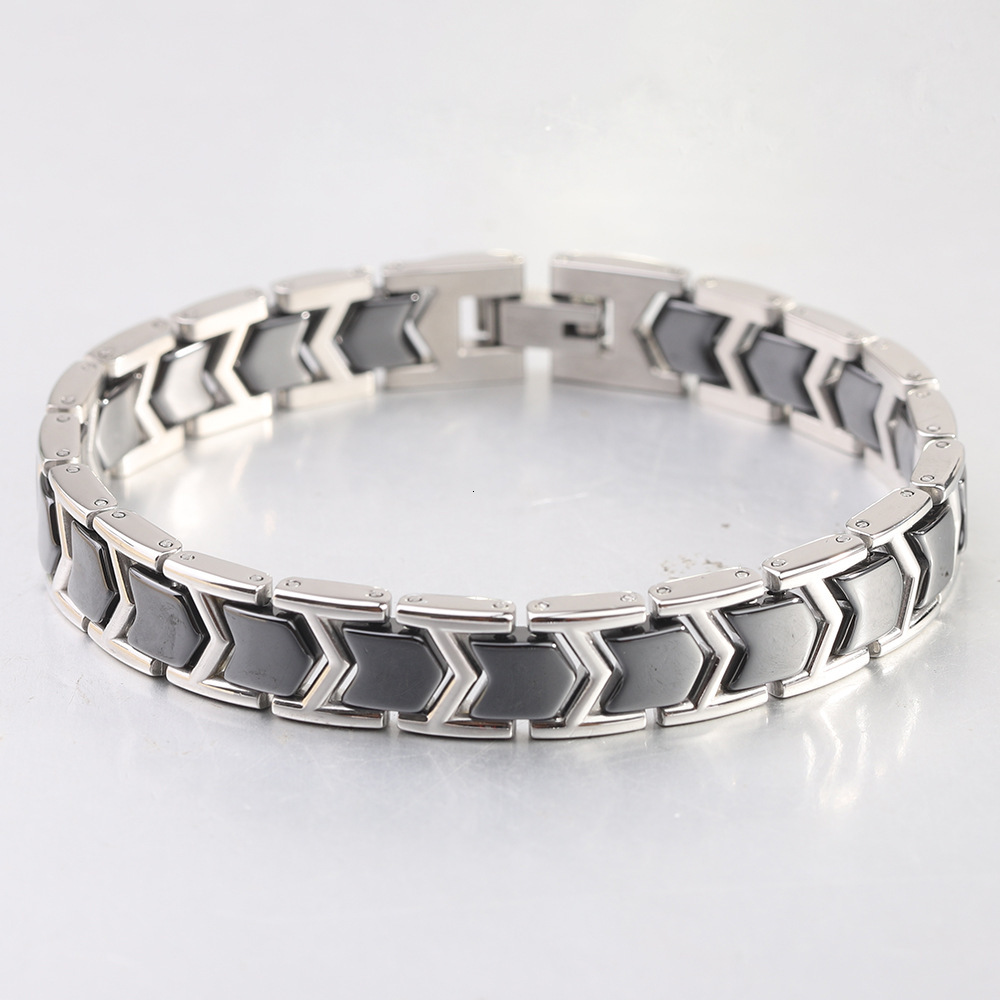New In 10MM Black And White Ceramic 2 Tone Steel Bracelet Fashion Spliced Stainless Steel M Versatile Chain For Women And Men Bijoux Jewelry Wholesale - view 3