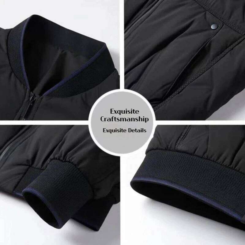 New Men's Light Luxury Down Lightweight Short Bomber Jacket for Business Middle Age Men Winter Warm Zip Up Outerwear W260626 - view 5