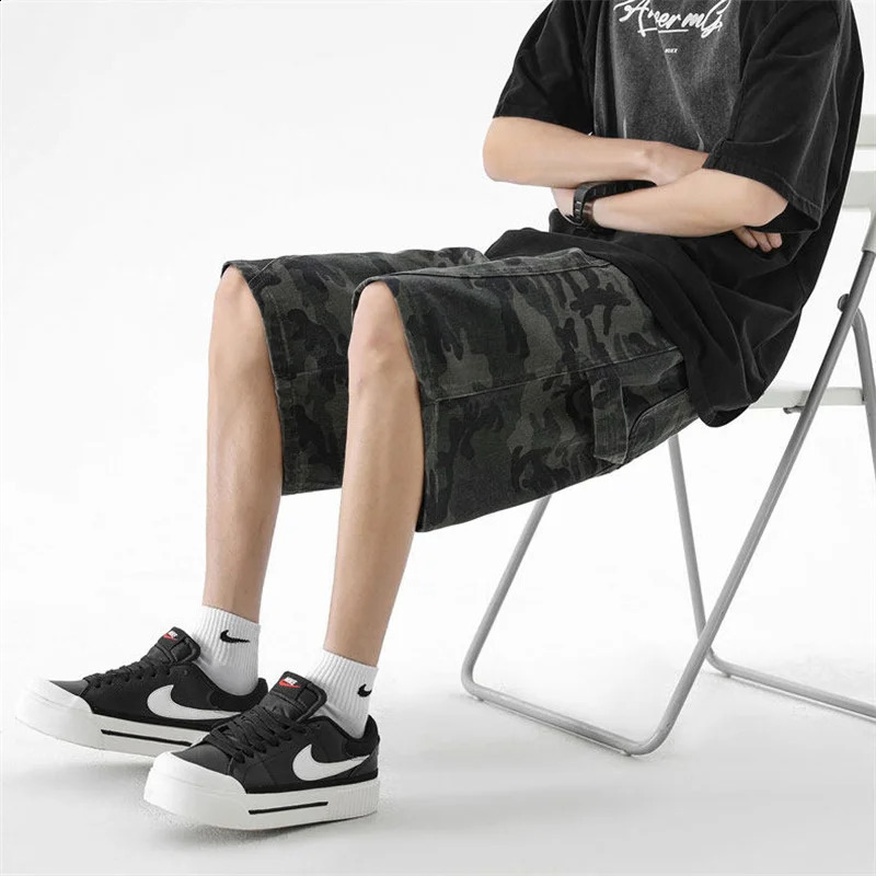 2026 Summer Camo Baggy Cargo Shorts For Men Casual Trend Straight Short Jeans American Retro Highstreet Punk Y2K Jorts 260625 - view 7