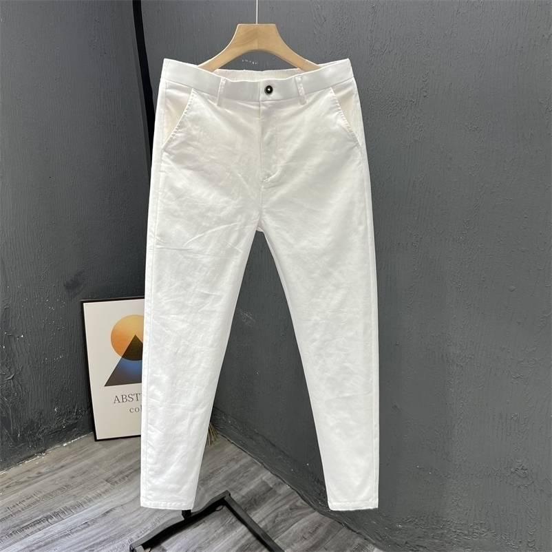 Mens Summer Thin Pants Straight Simple White Casual Man Clothing Trendy Slim-fitting Cargo Pants 260625 - view 7