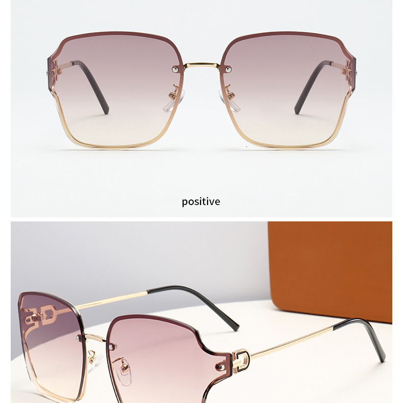 Designer's New Niche Luxury Casual Fashion Versatile Ins Bending Sunglasses With Sun Protection And UV Protection Big Face Slimming Internet Famo - view 9