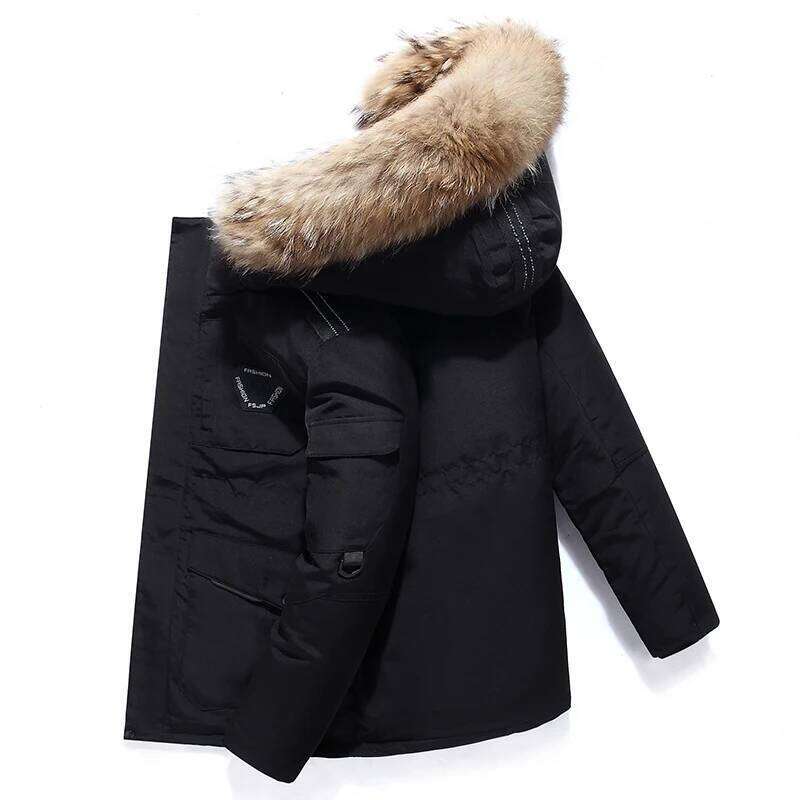 Winter Jacket Men Down Cotton Mid-length Large Fur Collar Male Thicken Coat Snow Overcoat -30 Degree Parkas W260626 - view 3