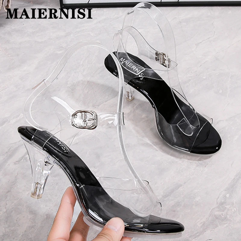 Summer Walk Show Model High Heels Women Sandals Sexy Transparent Crystal Party Ladies Shoes Wedding Bridal Silver Big Size 260626 - view 4