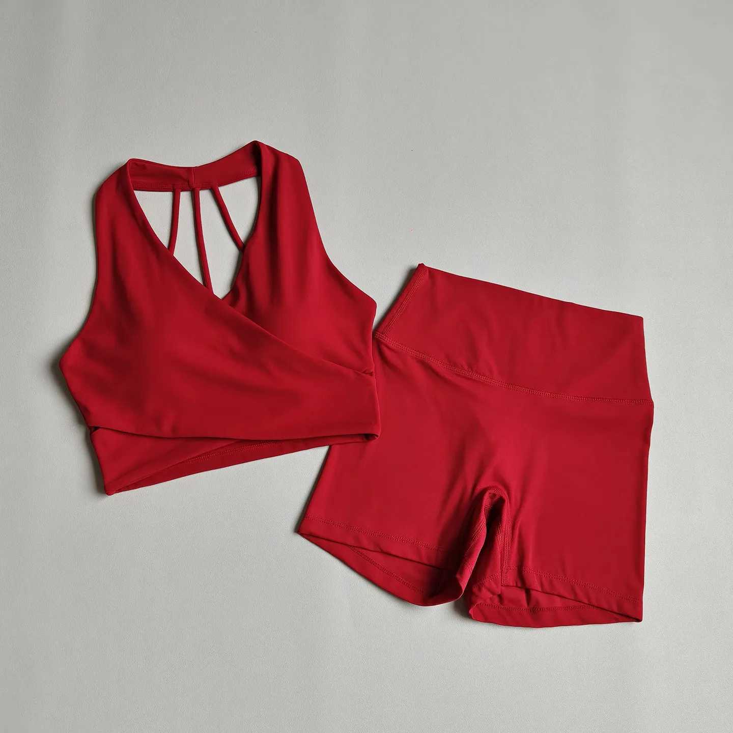High-Waist Womens Yoga Shorts Suit Set Sports Bra Hip Lifting Fitness Sports Shorts for Active Wear Gym Set Pilates Clothing M260626 - view 3