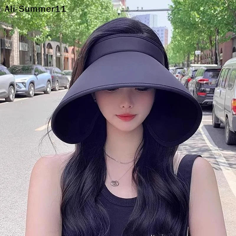 Tg1Summer Casual Empty Top Sun Hats Portable Wide Large Brim Cap UV Protection Foldable Visors Women Sunshade Beach Hiking Hat 260625 - view 4