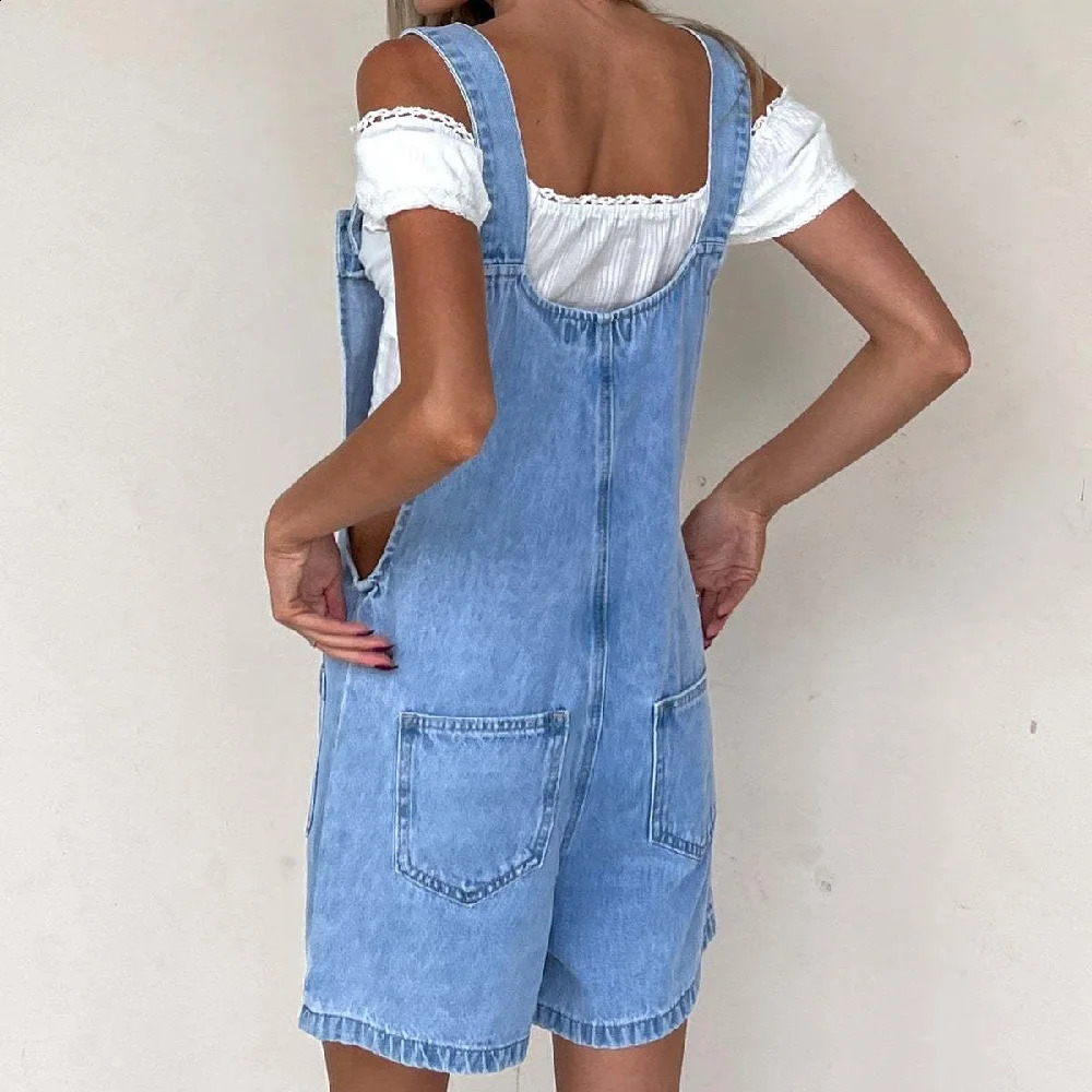 Women Spring Summer Denim Jumpsuits and Rompers Ladies Adjustable Jeans Short Bodysuits Casual Pockets Playsuits 260626 - view 5