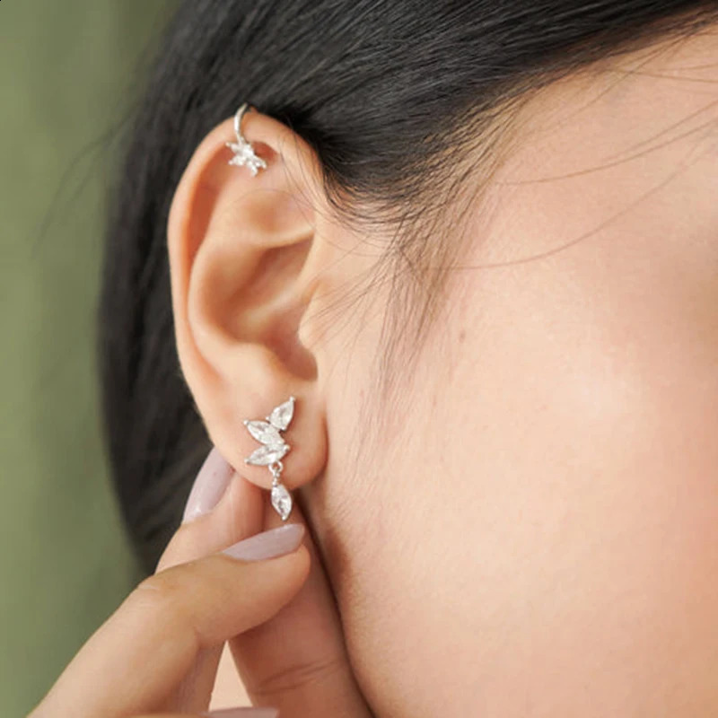 925 Sterling Silver Needle Exquisite Zircon Tassel Chain Stud Earrings for Women Gold Drop Piercing Earrings INS Female Jewelry 260625 - view 4