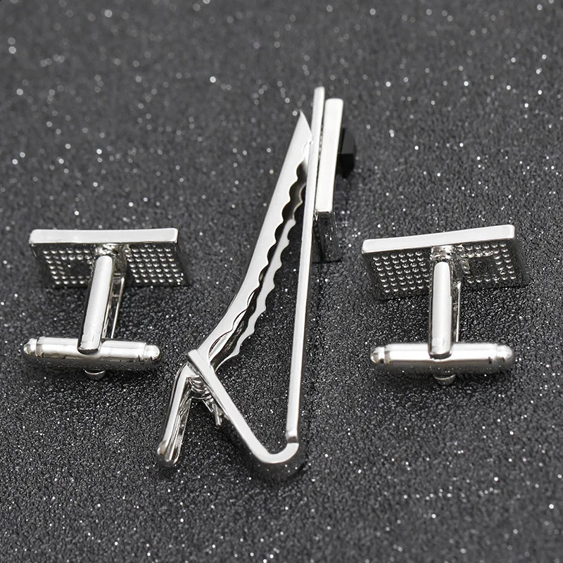 Fashion Business Shirt Sleeve Decorative Buttons Classic Geometric Tie Clips and Cufflinks Set for Mens y Jewelry Gift 260626 - view 5
