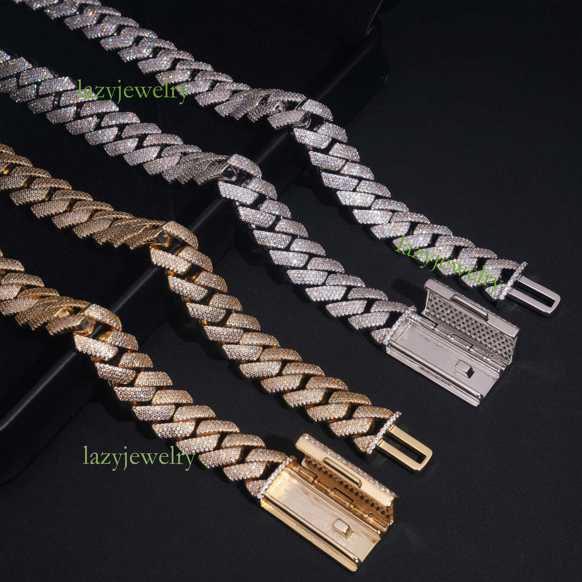 Classic 4-row Cuban necklace VVS Mosan stone full diamond 16mm Melmi necklace bracelet is suitable for rock rappers to wear - view 8