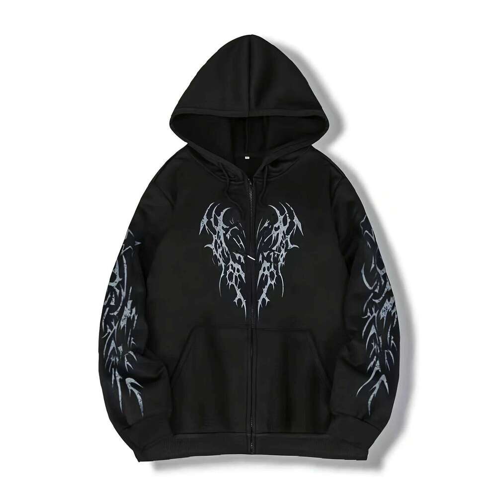Autumn Winter New Men's Fashionable and Trendy Hoodie Zipper Jacket Y2K Printed Pattern Casual Retro Street Style Top W260626 - view 5