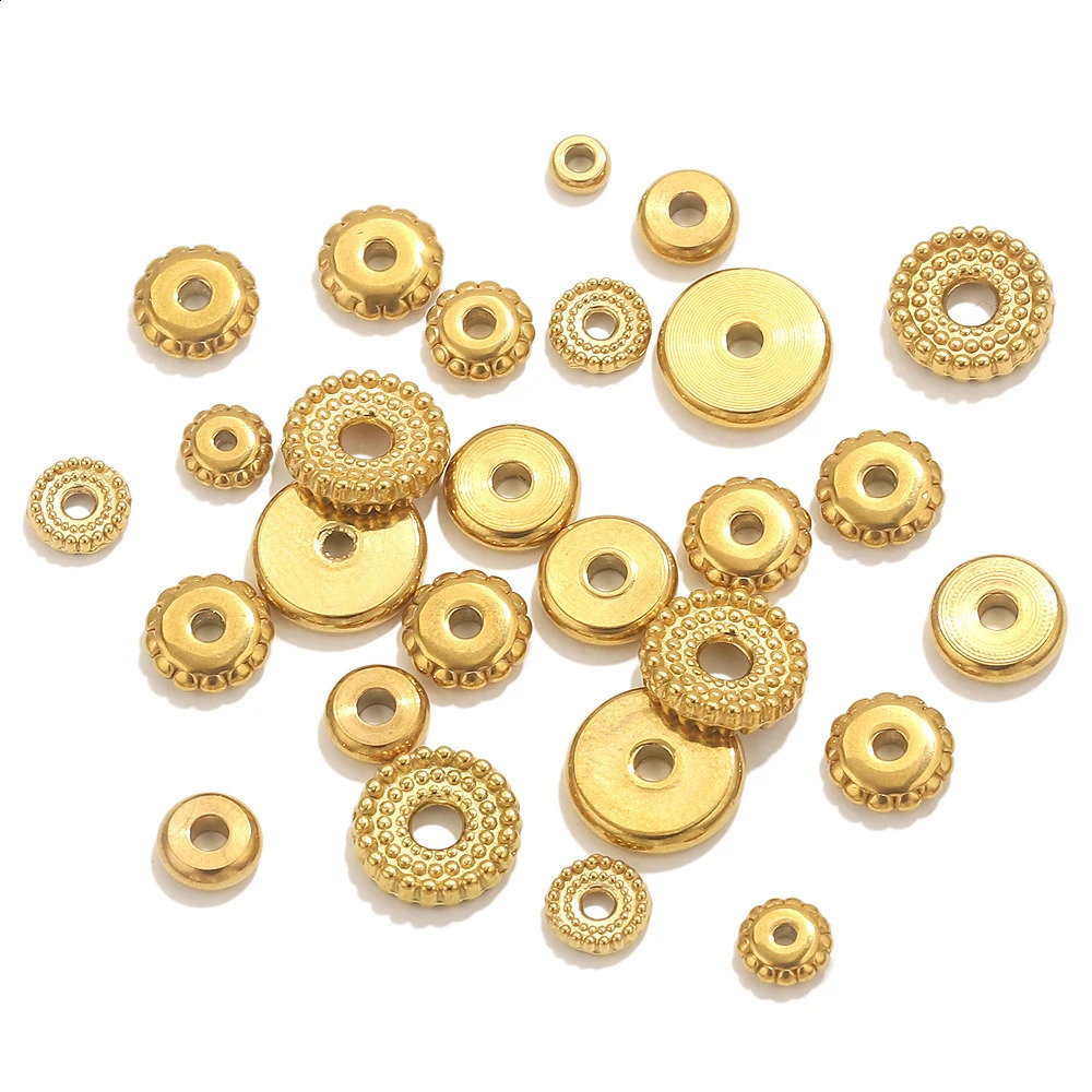 20pcs Stainless Steel Gold Spacer Beads For Bracelet Jewelry Making DIY Flat Round Loose Beads Handmade Jewelry Supplies Craft 260623 - view 3