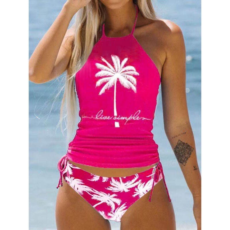 Popular European and American swimsuit for women, sexy printed strap bikini, plus size, conservative, tummy-concealing, slimming beach swimwear - view 7
