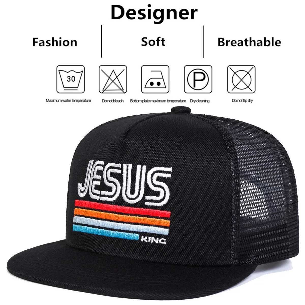 JESUS Letter Embroidery Hip-hop Unisex Net Hats Spring Summer Outdoor Adjustable Casual Baseball Caps Sunscreen Hat Sports M260626 - view 7