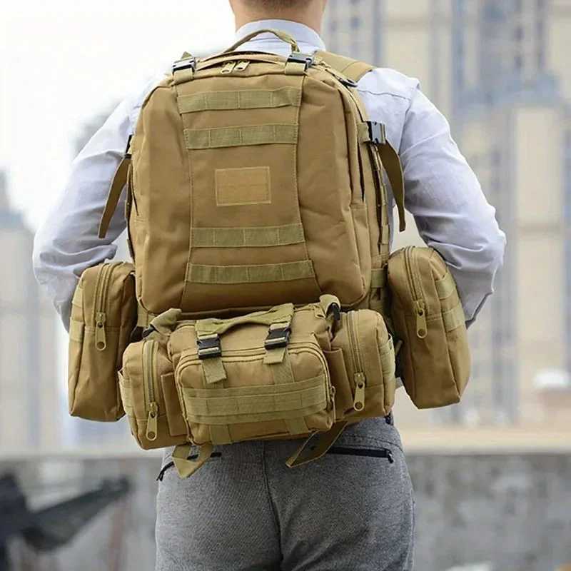 Backpack Mens Large Capacity 55L Tactical Backpack Outdoor Hiking Climbing Army Rucksacks Waterproof Camping Bags M260626 - view 4