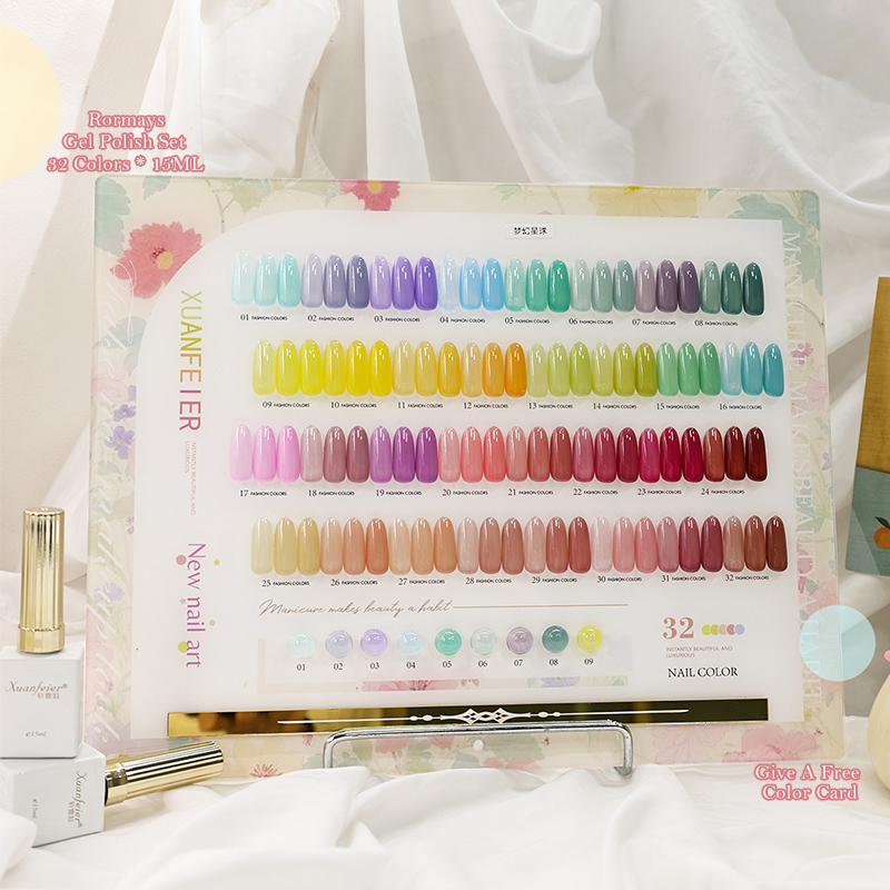 32 Colors Jelly Milk Nail Gel Polish Set Macaron Candy Color Ice Translucent UV LED Soak Off Manicure Varnish Nail Art DIY Salon