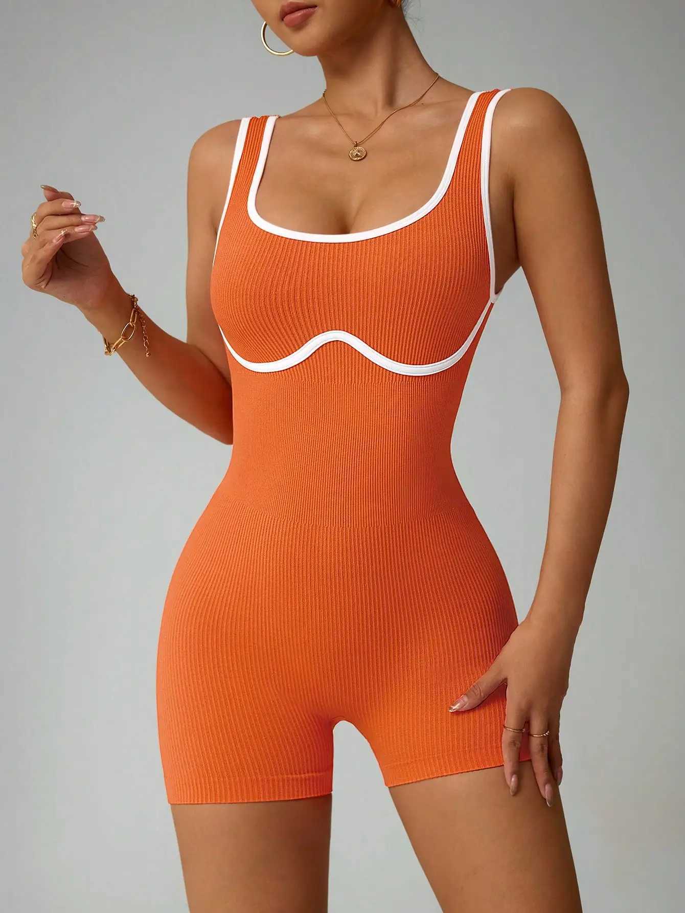 Suit Color-Block Workout One-Piece Yoga for Women - Fitness Running High-Waisted Quick-Dry Tummy Control Leggings M260626 - view 6