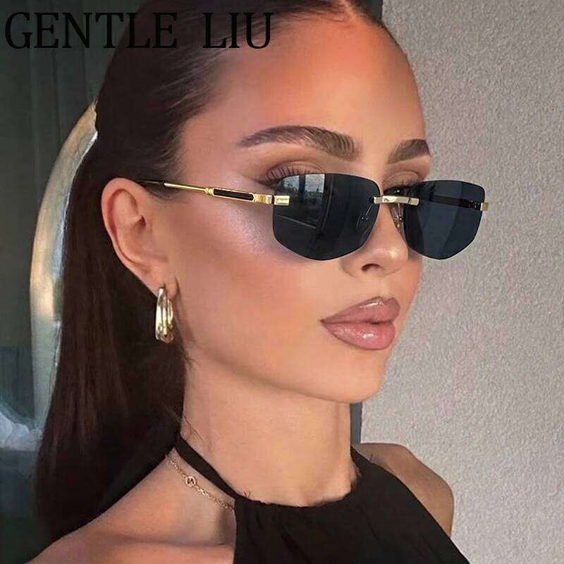 Steampunk Rimless Polygon Sunglasses Women 2026 Luxury Brand Classic Geometric Sun Glasses Metal Driving Fashion Eyewear Shades 26Y0626 - view 4