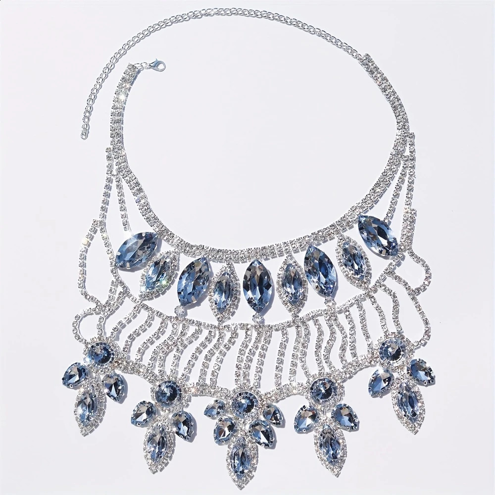 Fashion Crystal Bridal Jewelry For Women Rhinestone Geometric Choker Water Drop Chain Collars Necklaces Accessories Wholesales 260624 - view 6