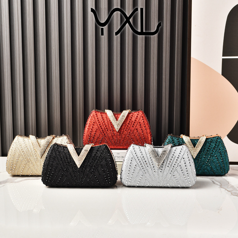 New evening diamond-embellished banquet dress hot-stamped rhinestone luxury party bag, cross-border fashion clutch bag manufacturer GLAMOR - view 3