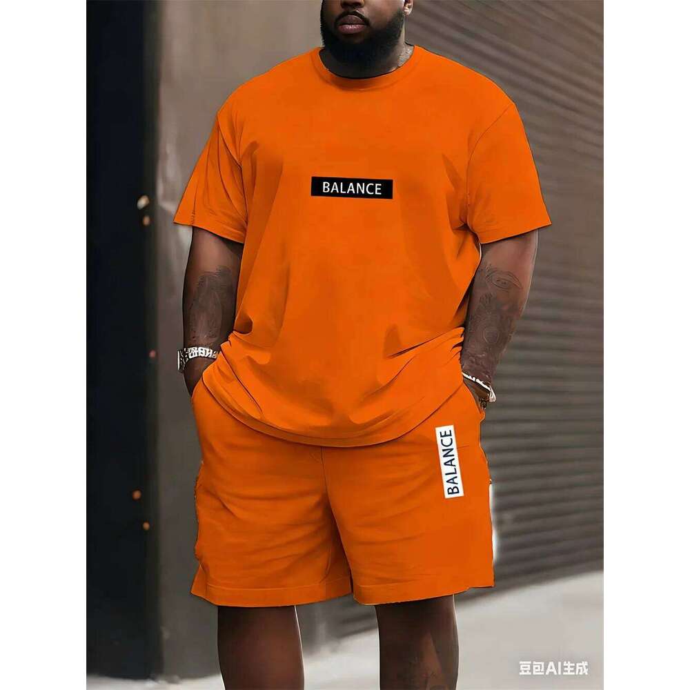 Men's plus size T-shirt set Summer Short-sleeved Shorts Fashion Classic Retro Print Casual and Breathable Suit for man 26Y0626 - view 6