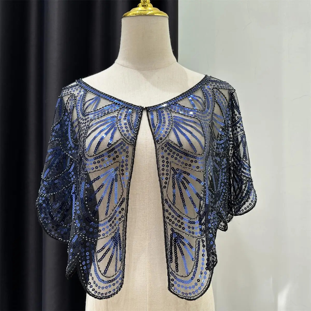 1920s Beaded Sequin Flapper Shawl Elegant Retro Lace Cape Wedding Evening Dress Outerwear Shawl 9 Colors 260625 - view 3