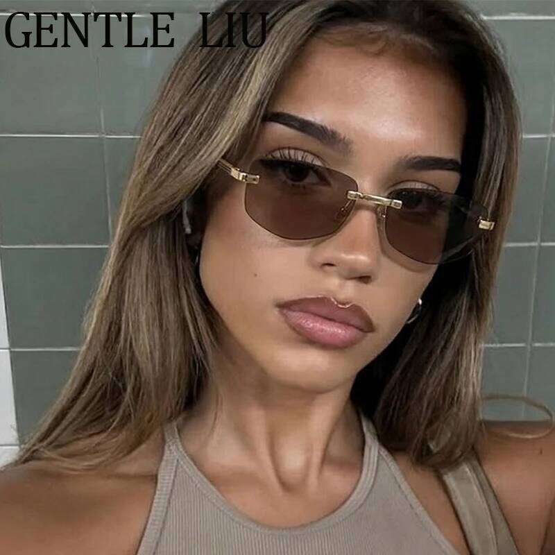 Steampunk Rimless Polygon Sunglasses Women 2026 Luxury Brand Classic Geometric Sun Glasses Metal Driving Fashion Eyewear Shades 26Y0626 - view 5