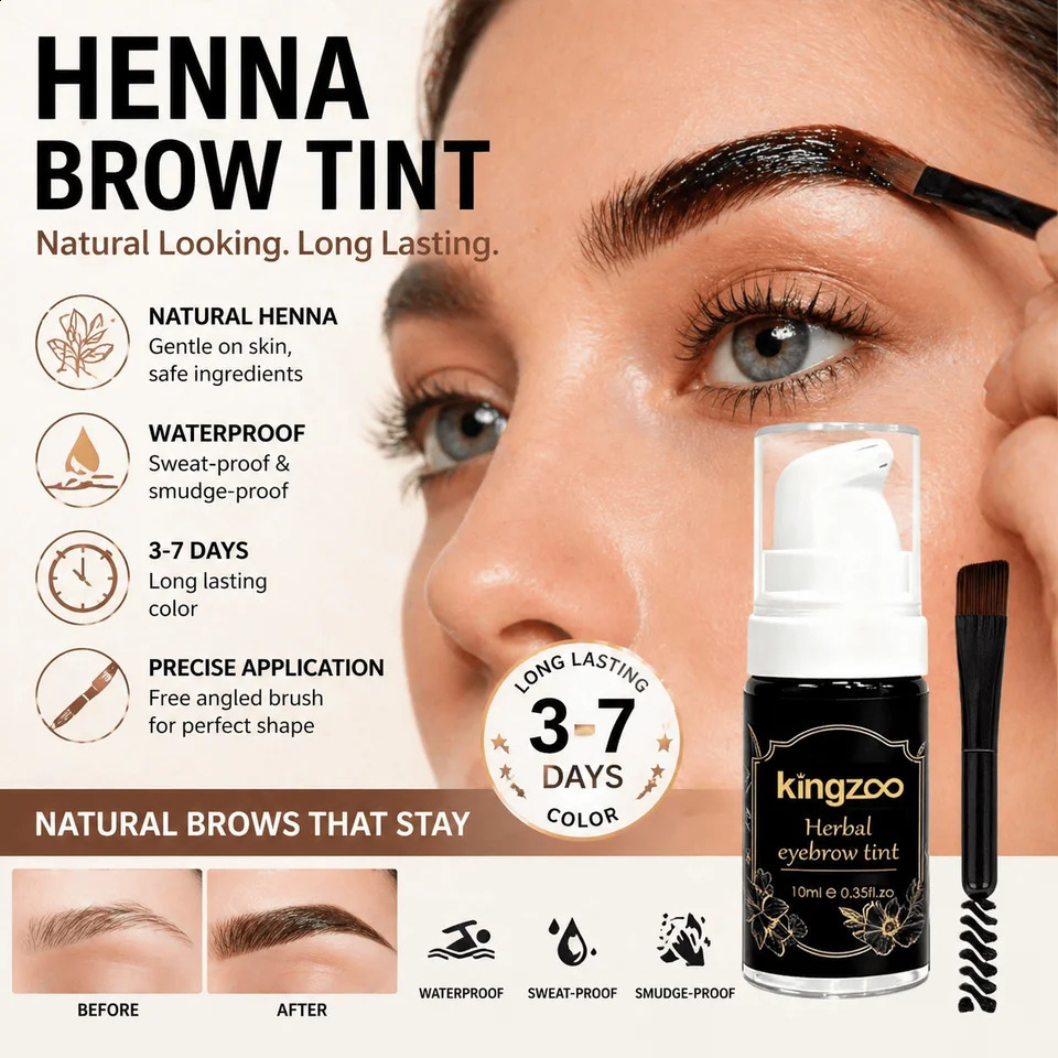 Professional Henna Brow Tint Kit Black Brown Waterproof Long Lasting Eyebrow Dye for Home Use Natural Looking Brow Enhancer 260626 - view 1