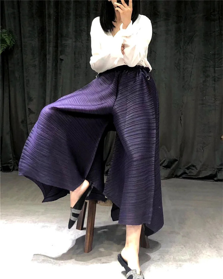 YFPF Fashion Wide Leg Pant For Women Pleated High Waist Solid Color Loose Long Trousers Casual 2026 Clothing 260625 - view 6