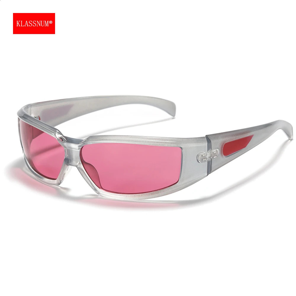KLASSNUM Women Y2k Glasses Men 2026 Trendy Sunglasses Future Sense Of Technology Girls Silver Pink Sunglasses UV400 Eyewear 260626 - view 4