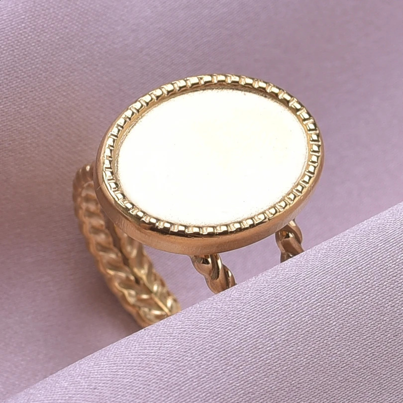 5pcs Retro Stainless Steel Gold Plated Ring Irregular Geometry Bow Ellipse Water Droplet Rings Diy Stone Drill Jewelry No Fading 260625 - view 5