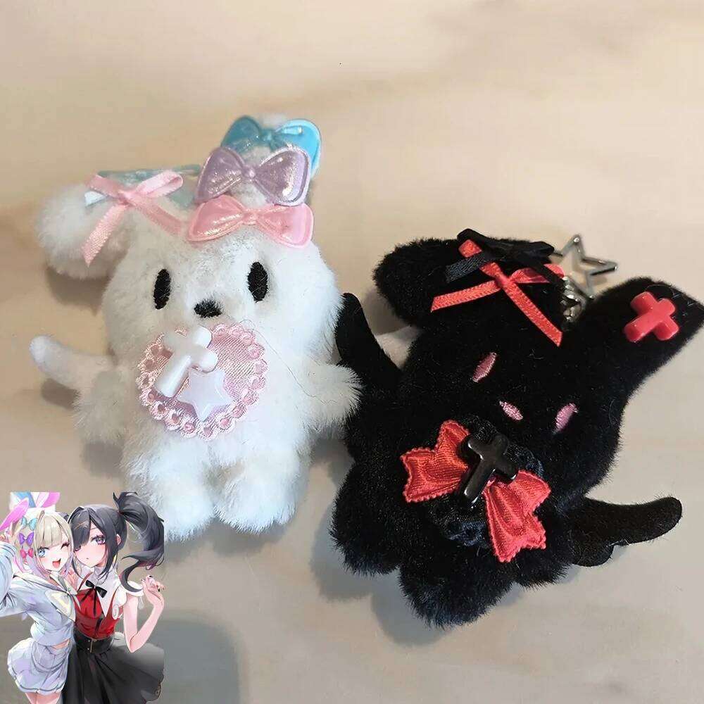 Anime NEEDY GIRL OVERDOSE Rain Ame Cosplay Keychain Cute Kawaii Rabbit Plush Cotton Stuffed Doll Pendant Keyring Accessories 26Y0626