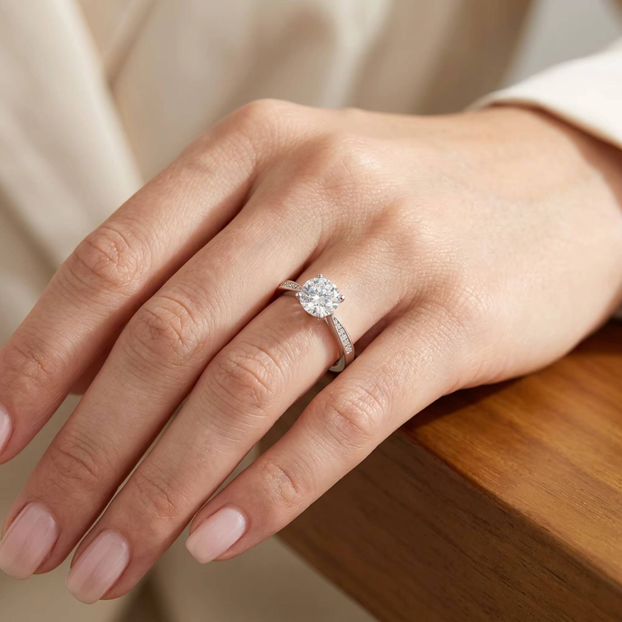 Custom Fine Jewelry Moissanite Diamond Wedding Ring Woman Engagement Moissanite Ring for Women - view 3