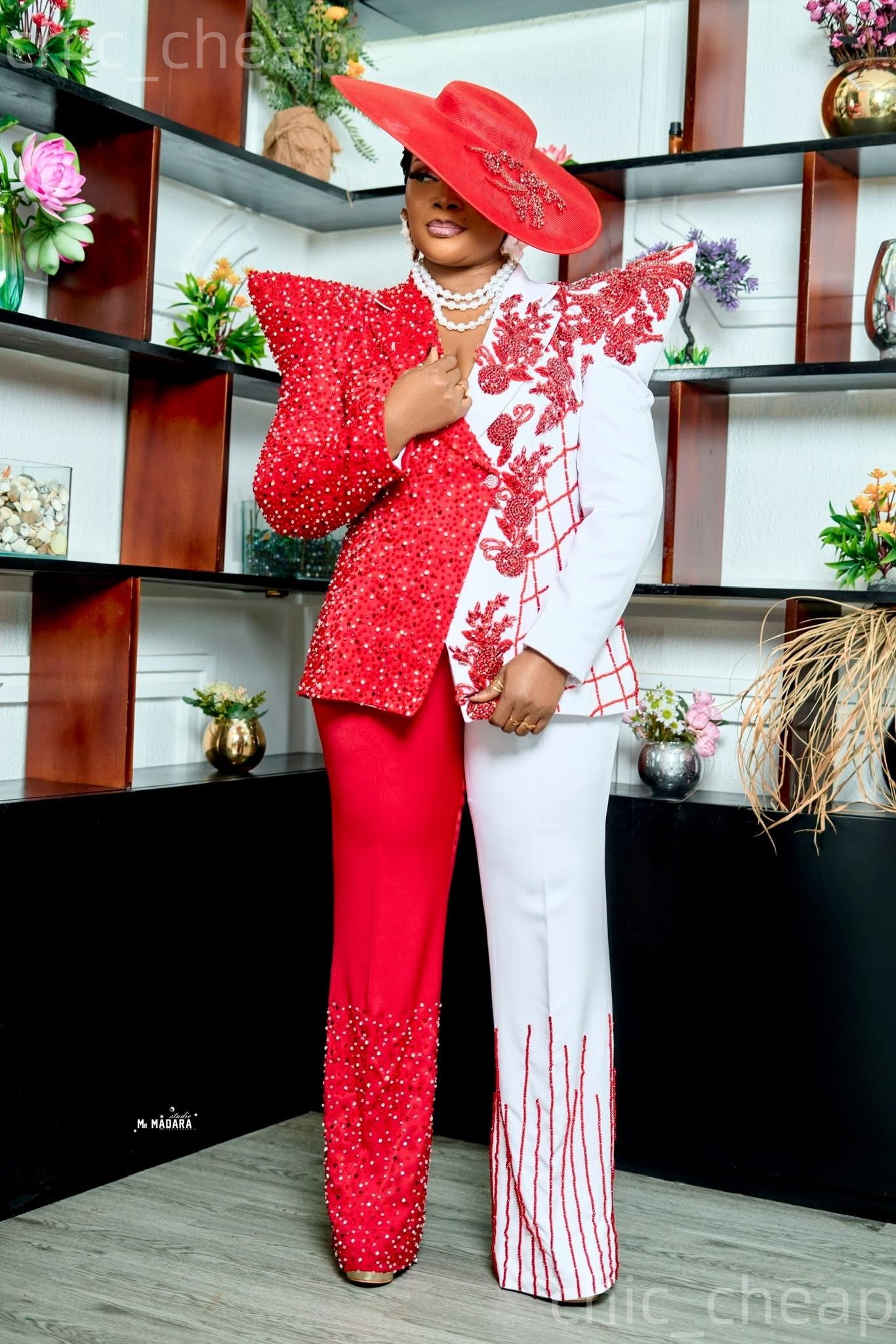 Aso Ebi Red&White Sheath Jumpsuits Prom Dress 2026 Evening Dress Beaded Crystals Women Suits Birthday Formal Pageant Party Gowns Long Dinner Dresses Z - view 4