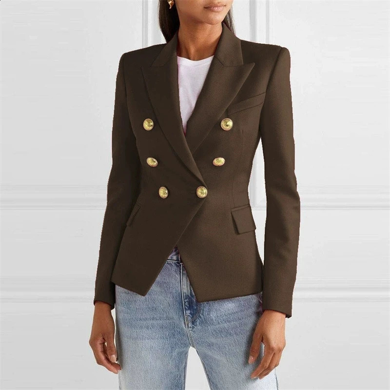 2026 Spring Womens Short Suit Jacket Fashion Temperament Office Lady Blazers Elegant Metal DoubleBreasted Lapel 260626 - view 6