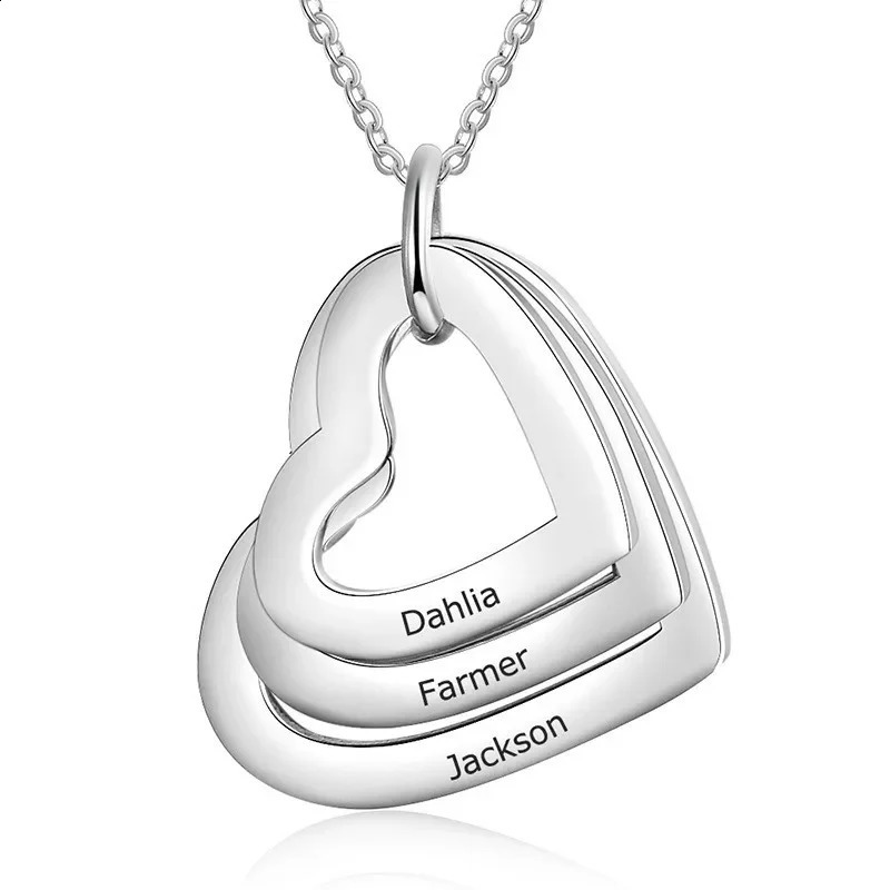 Custom Stainless Steel Engraved Name Necklace For Lover Family Gift Personalized Heart Pendant Jewelry 260626 - view 4