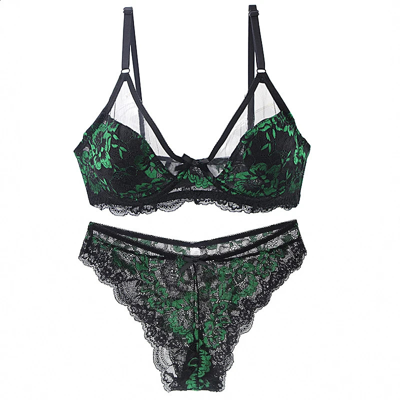 UltraThin Thick Bra Sets 3475 3680 3885 4090 4295 44100 46105 BCDE Cup Underwear Transparent Embroidery Lace Lingerie 260626