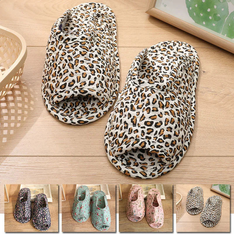 25cm Vintage Floral Home Shoes Slippers Women Cotton Fabric House Slipper Sewing Comfy Flat Shoes Indoor Soft Travel 260624 - view 5