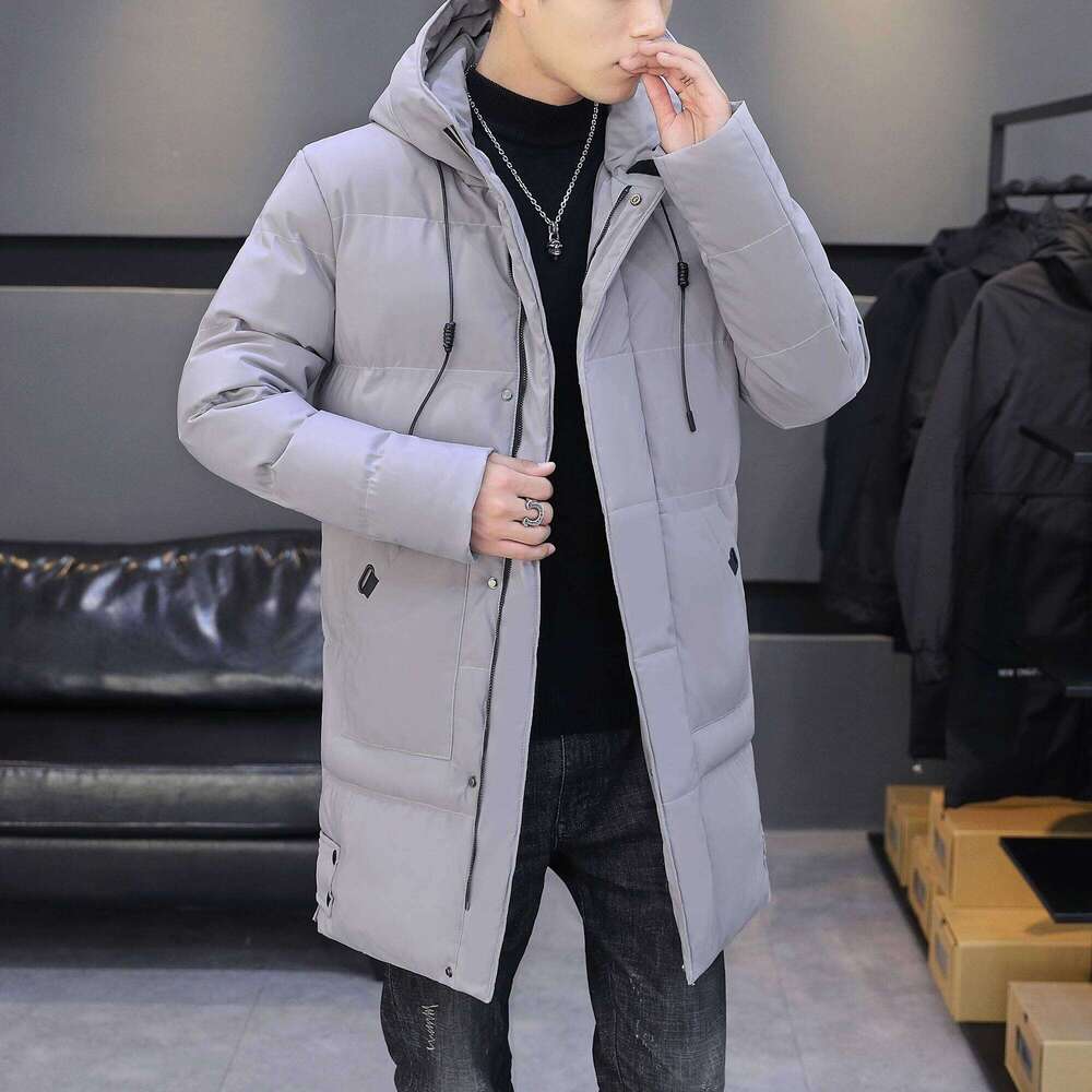 Hooded jacket for men, medium to length, thick and warm long jacket, cold proof winter coat, cotton j J260626 - view 3