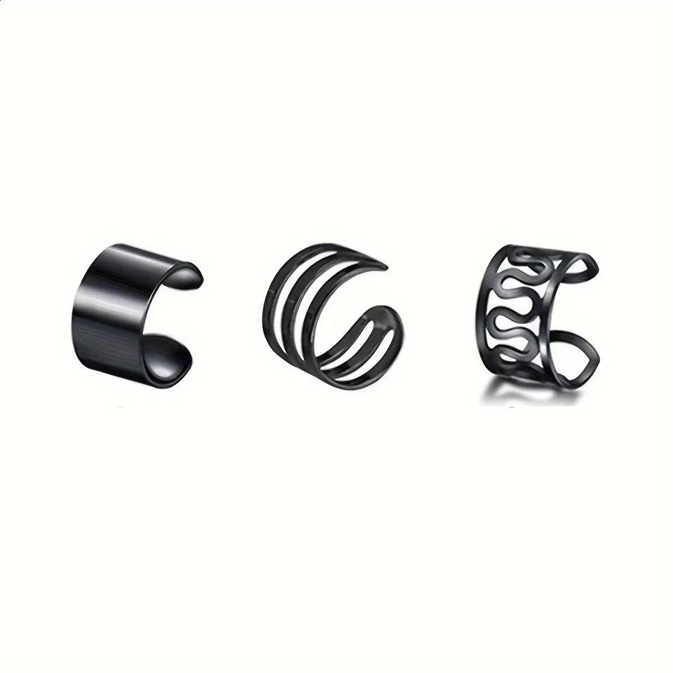 1pc3pcs Mens Fashion Ear Clips Punk Street Stylish Earrings NonPiercing Clip On Body Jewelry for Women Silver Black Gold 260623 - view 6