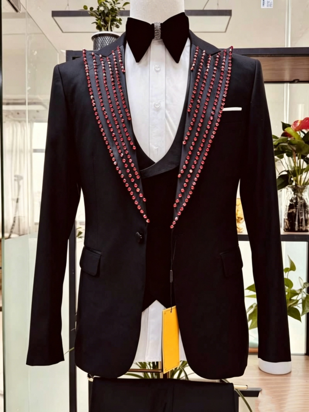 Stylish Wedding Tuxedos Slim Fit Beaded 2 Piece Set Men Suit Luxury Peaked Lapel Jacket Pants Groom Evening Blazers Customized - view 4