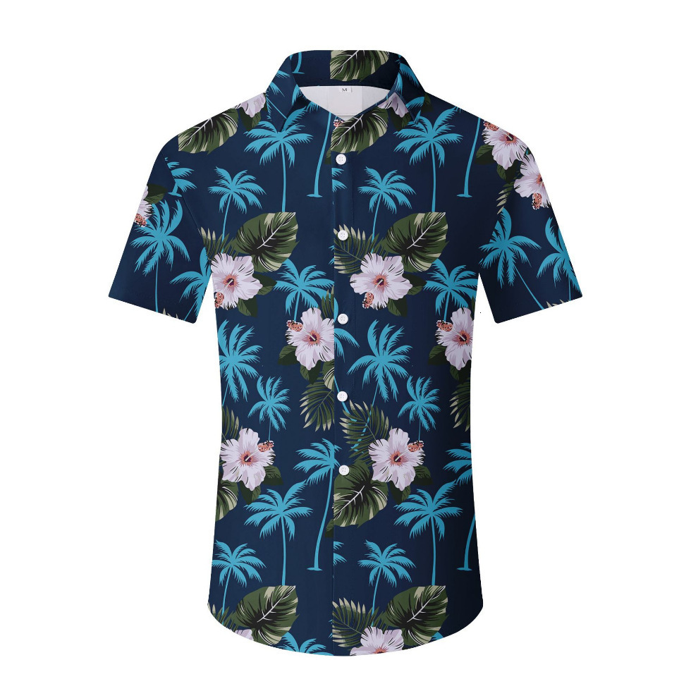 Mens beach shirt European size summer new style Hawaiian short-sleeve floral shirt for men - view 9
