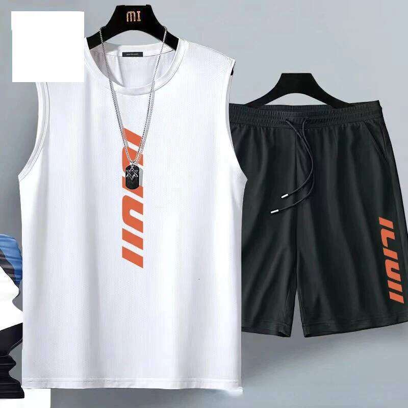 Summer men's clothing Fashion casual basketball suit street sportwear 2 piece breathable short sleeve T-shirt+jogging shorts set 26Y0626 - view 3