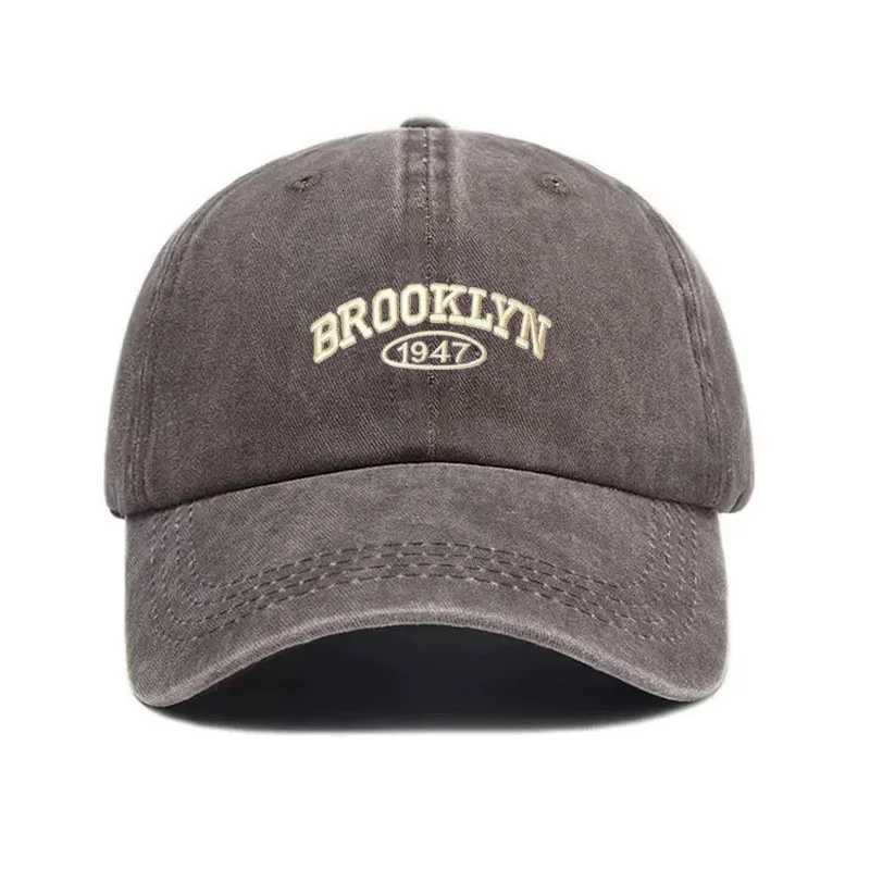 Letter Dad Embroidery Retro Streetwear Outdoor Sun Hats Cotton Washed Baseball Men Women Vintage Brooklyn Adjustable M260626 - view 4