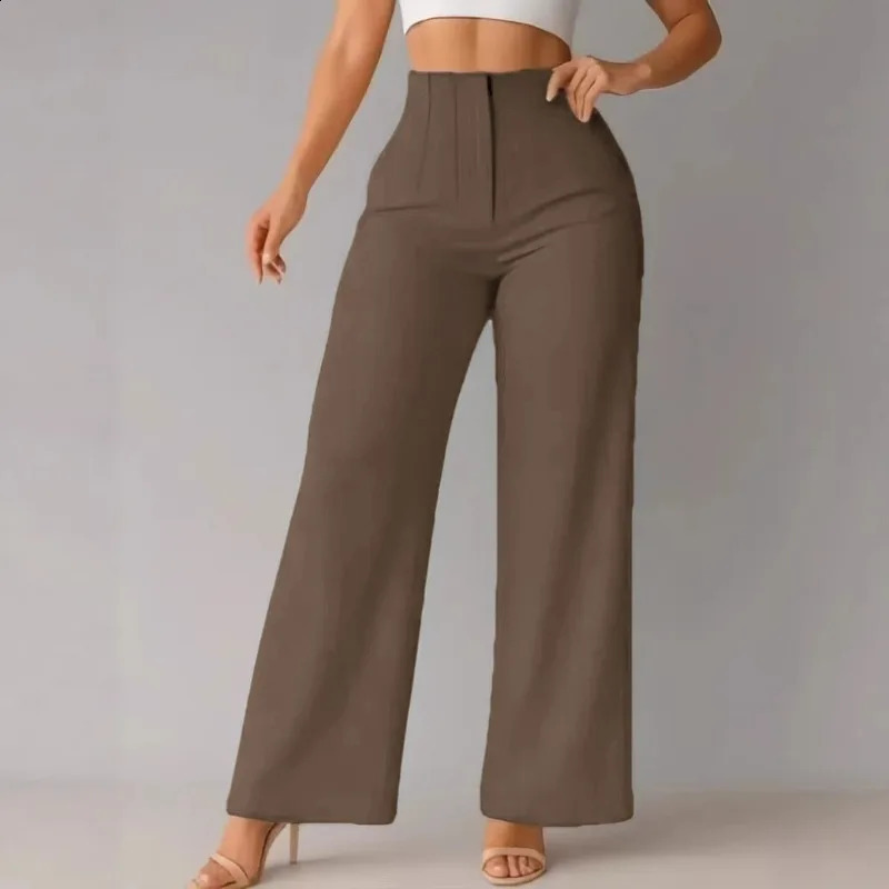 Womens High Waist Wide Leg Pants Elegant Tailored Straight Trousers Office Work Casual Bottoms Comfy Dress 260625 - view 6