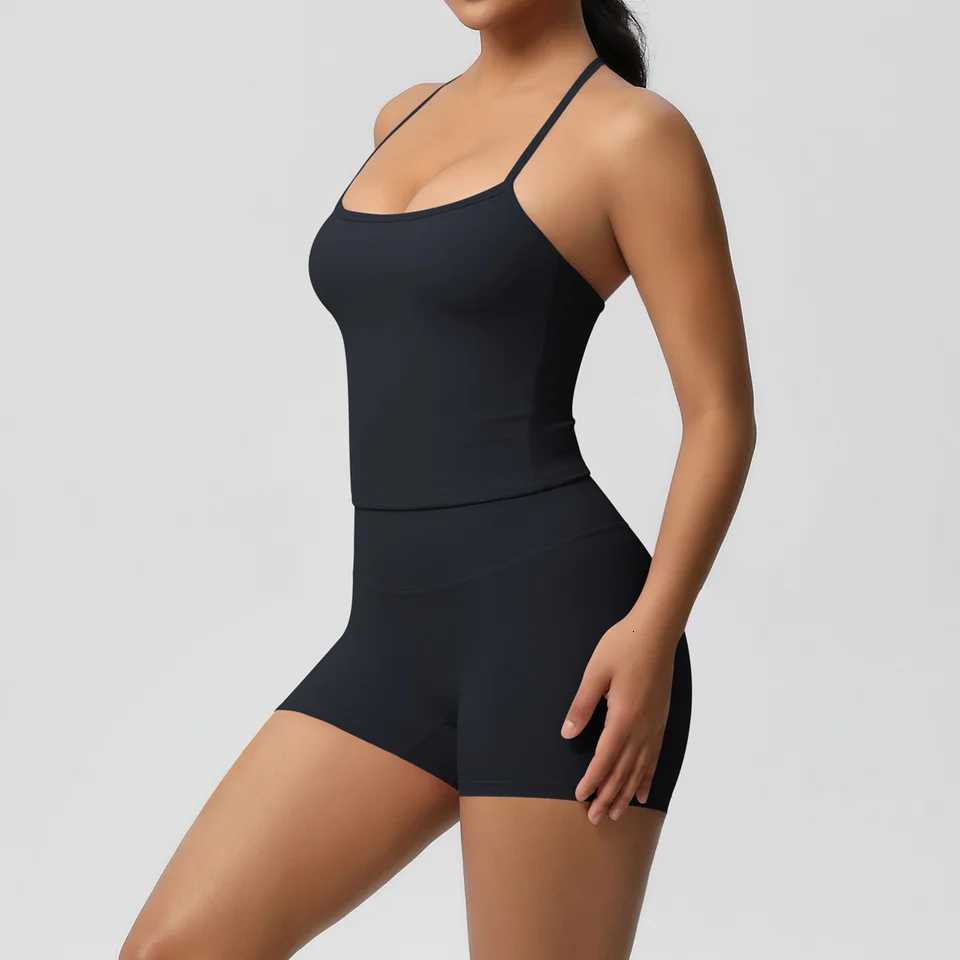 Set Top Longline Yoga Strappy Gym Set Seamless Backless Sports Bra Tops Tank top Hip Lift Leggings Gym Shorts Sets Sports Set M260626 - view 7
