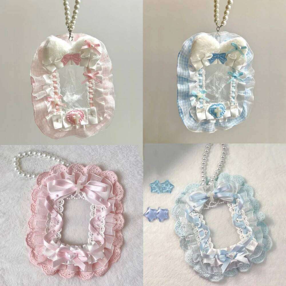Colorful Lace Photocard Holder Keychain Cute Ribbon Card Case Badge Protector For Bags Keys Anime Events Aesthetic Girls Gift 26Y0626 - view 3
