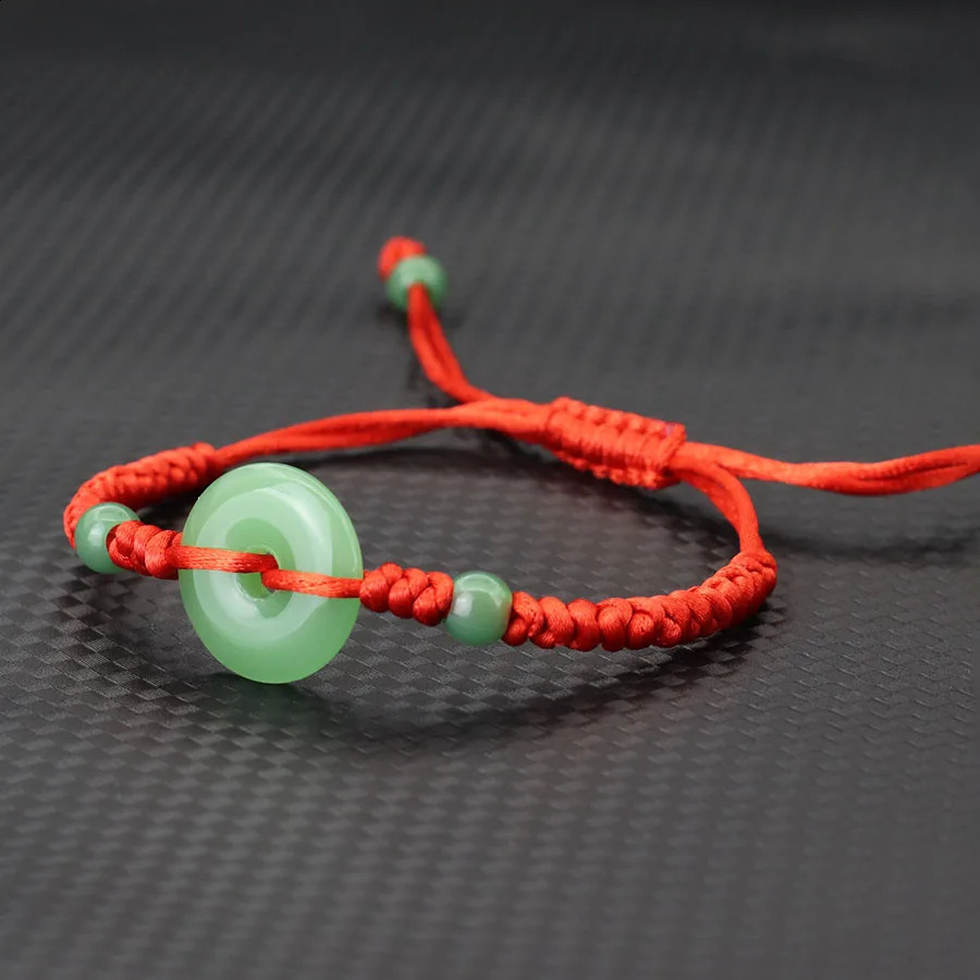 Braided Red Rope Bracelet White Jade Men Women Amulet Peace Buckle Friendship Couple Lucky Hand Year Gift 260617 - view 3