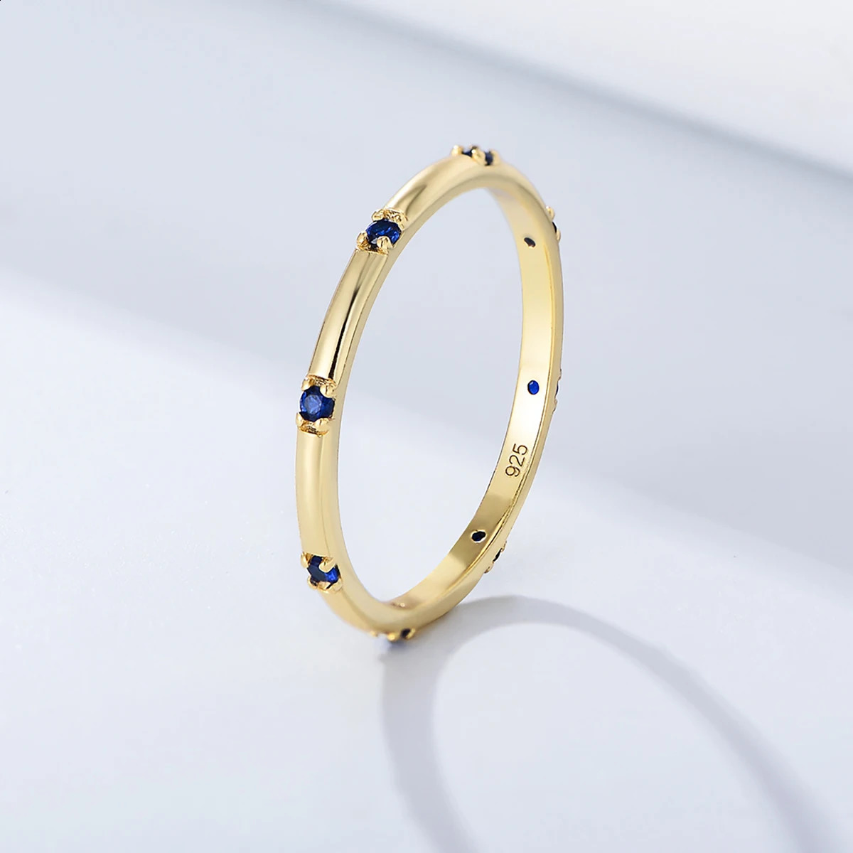 925 Sterling Silver Round Golden Plain White Zircon Ring For Women Anniversary Party Creativity High Quality Fine Jewelry260624 - view 7