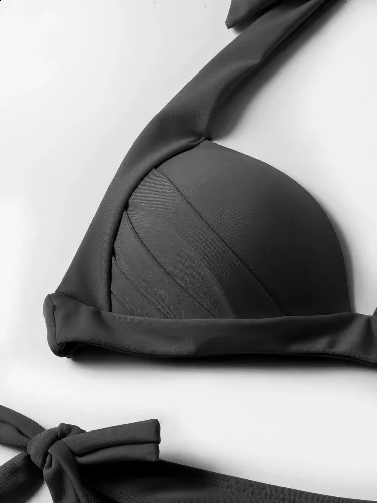 Summer Fashion Solid Color Strap Bikini AntiWrinkle Comfortable Swimsuit Perfect Beachwear for Pool Party And Sunbathing 260625 - view 6