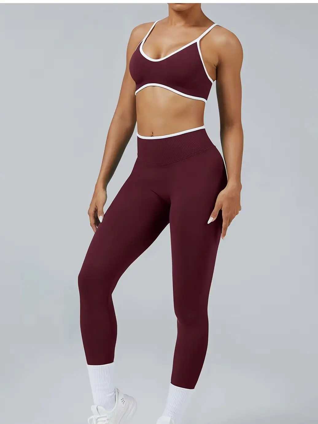 Set Womens Color Block Yoga Sports Bra High Waisted Shorts Butt Lifting Tummy Control Workout Gym Fitness Running Activewear M260626 - view 5
